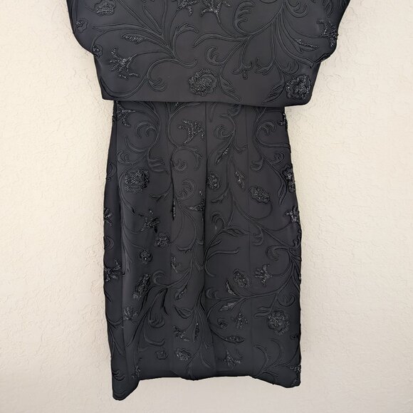 Vintage Cache Beaded Black Dress Matching Jacket Size 2 Glam Formal - Picture 7 of 14